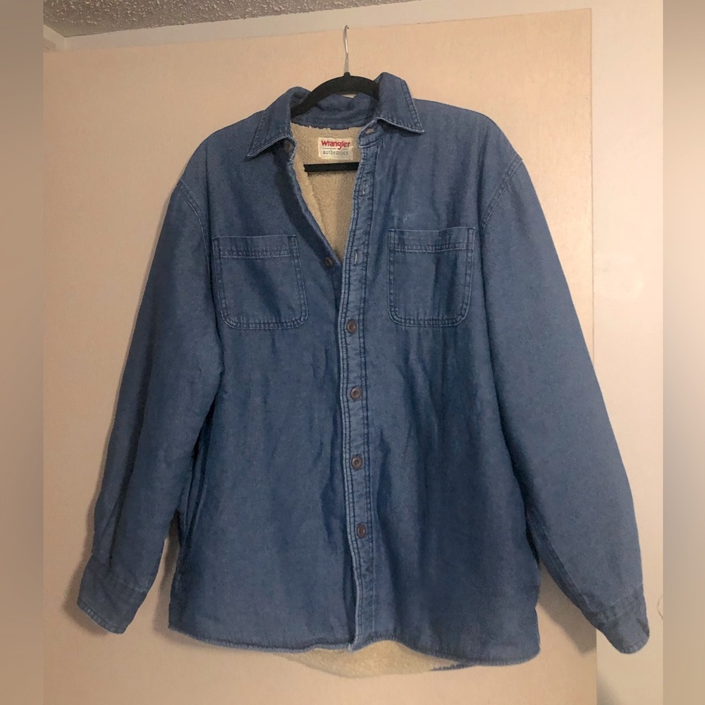 Wrangler denim Shacket with Sherpa lining